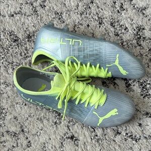 Puma Silver and Neon Yellow Ultra Soccer Cleats
